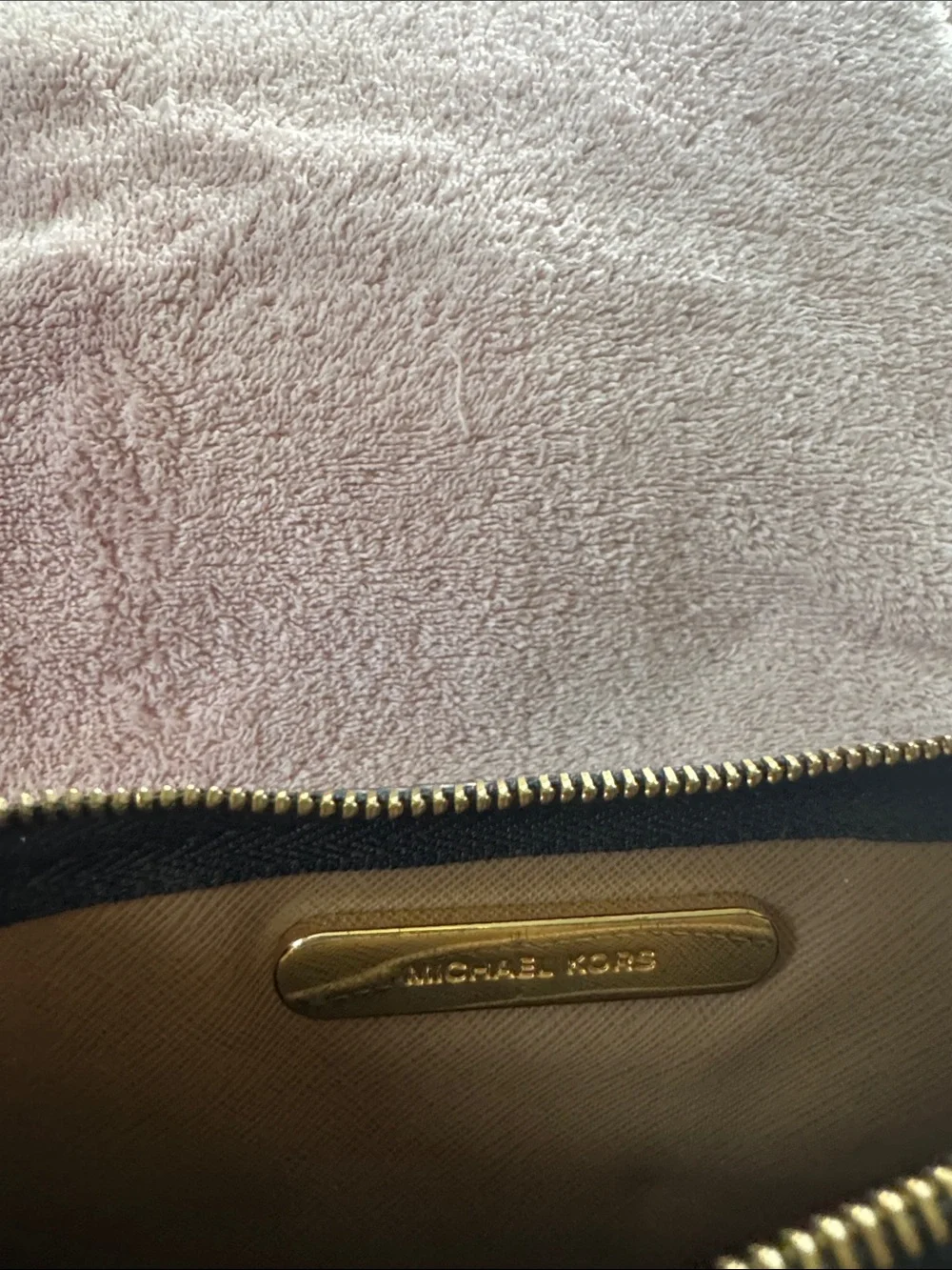 Michael Kors Black Pebbled Leather Wristlet with Gold Logo